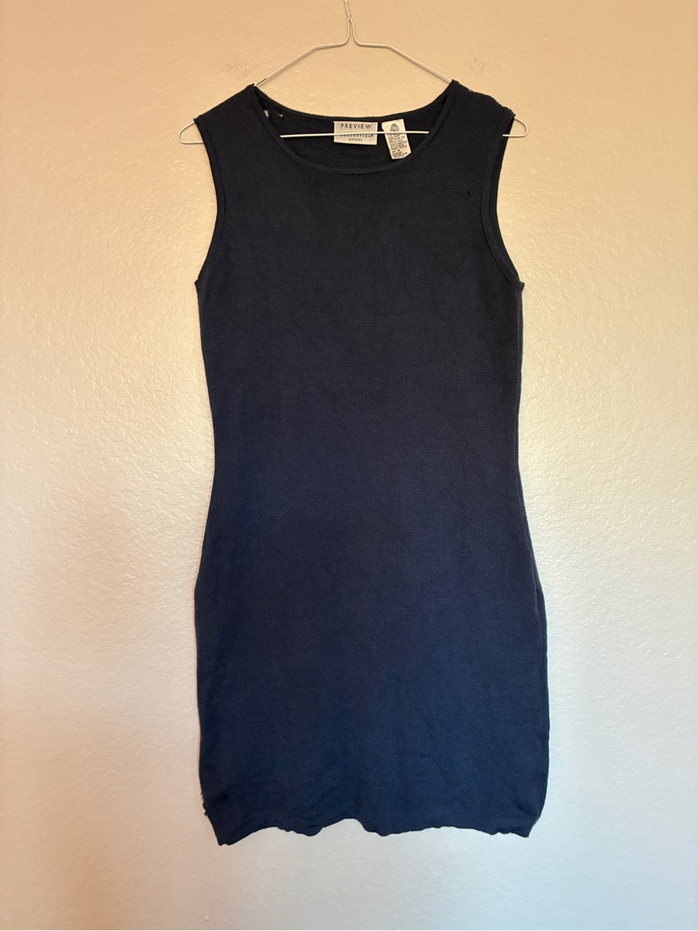 Preview Collection Petites 100% Extra Fine Merino Wool Navy Sleeveless Dress